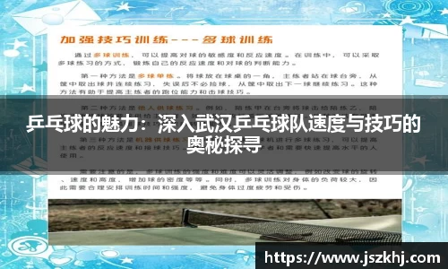 乒乓球的魅力：深入武汉乒乓球队速度与技巧的奥秘探寻