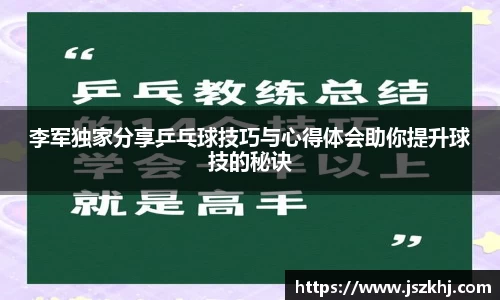 李军独家分享乒乓球技巧与心得体会助你提升球技的秘诀